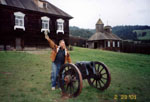 Sasha and old Russian cannon. Fort Ross, Ca. 2001